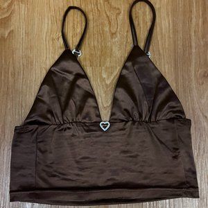 Brown y2k style crop top